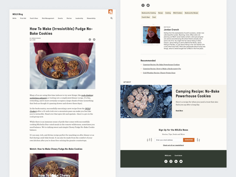 The NOLS blog post page after the redesign.